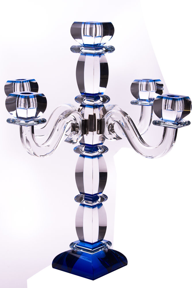 Candelabra Crystal Blue SS 6 Branches