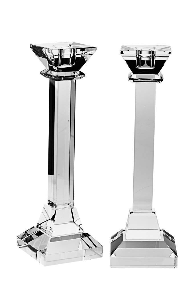 10" Square Crystal Candlesticks