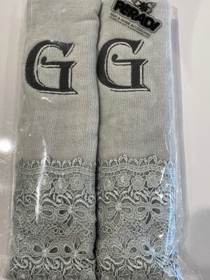 2 Charcoal Towels with Algerian Letter G
