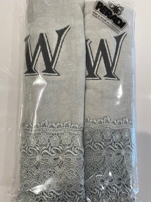 2 Charcoal Towels with Algerian Letter W