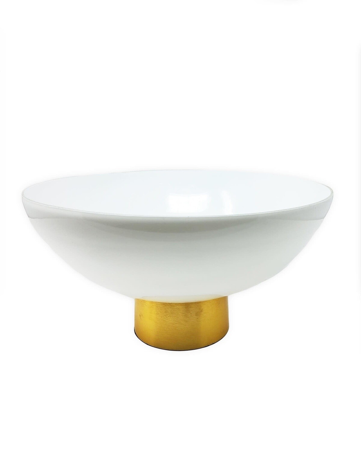 White Glass Bowl on Gold Base