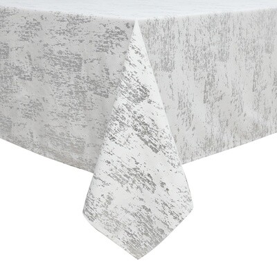 TC1403- Mosaic White Silver Print 70 x 144 Tablecloth