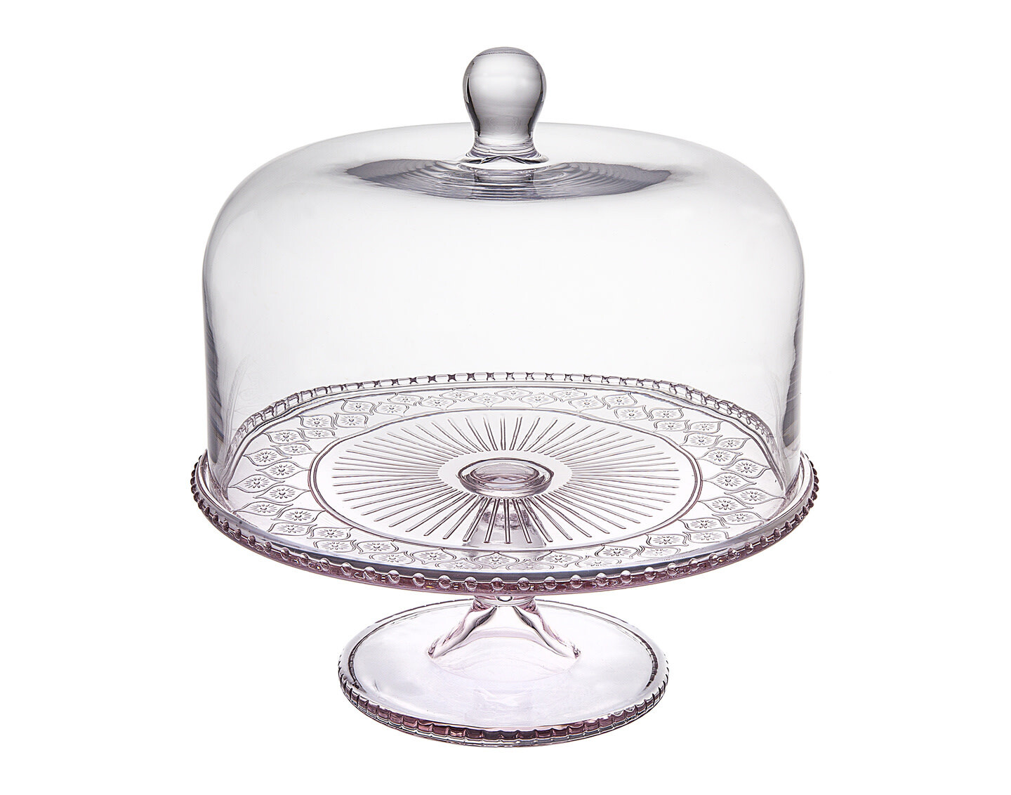 Pink Claro Cake Plate with Dome