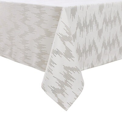 TC1400- 70 x 120 White Dotted Gold Foil Print Tablecloth