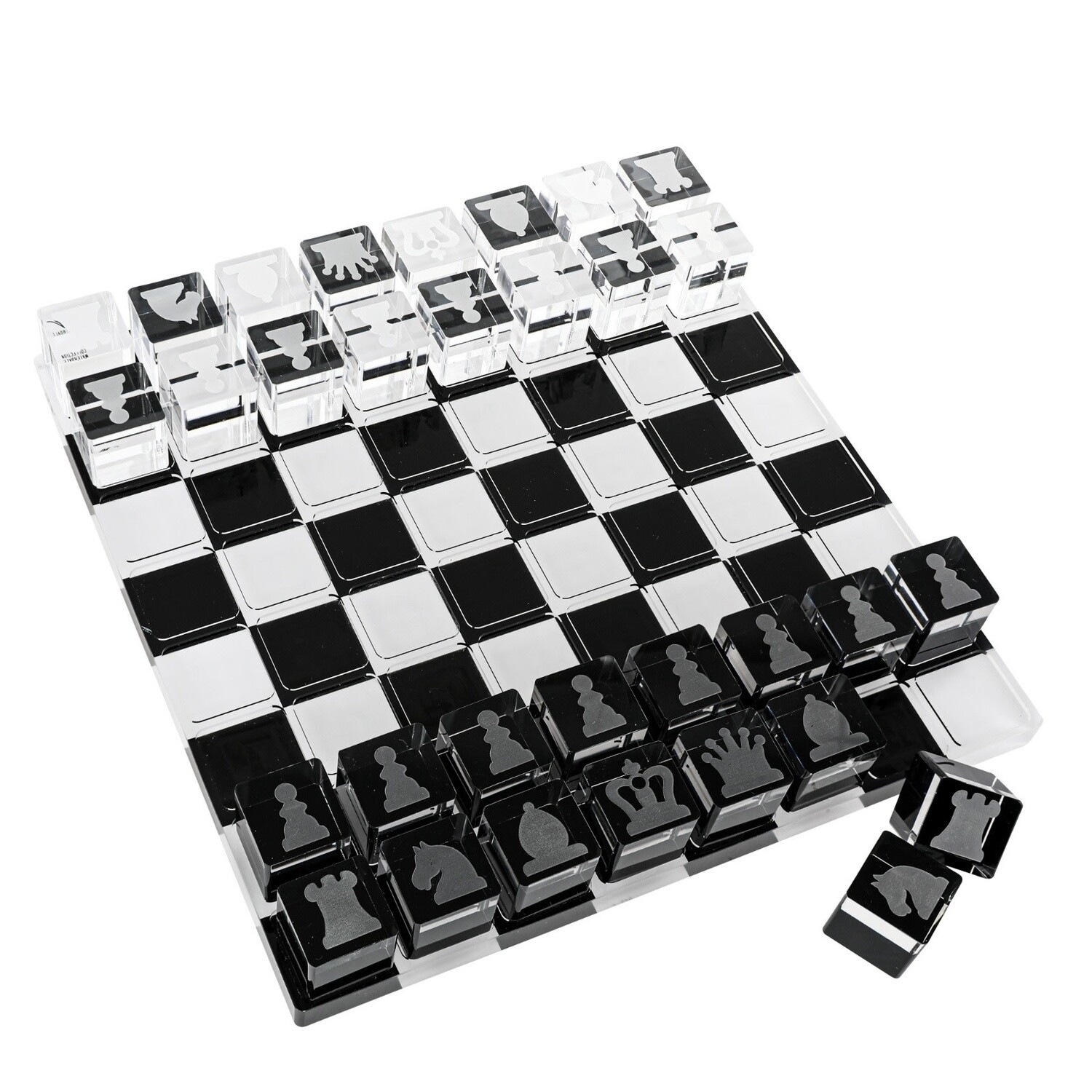 Lucite Black & White Chess Set