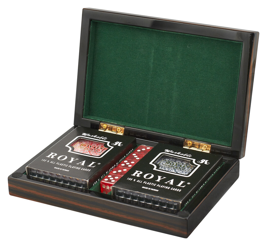 Wood Ebony Box Poker Set