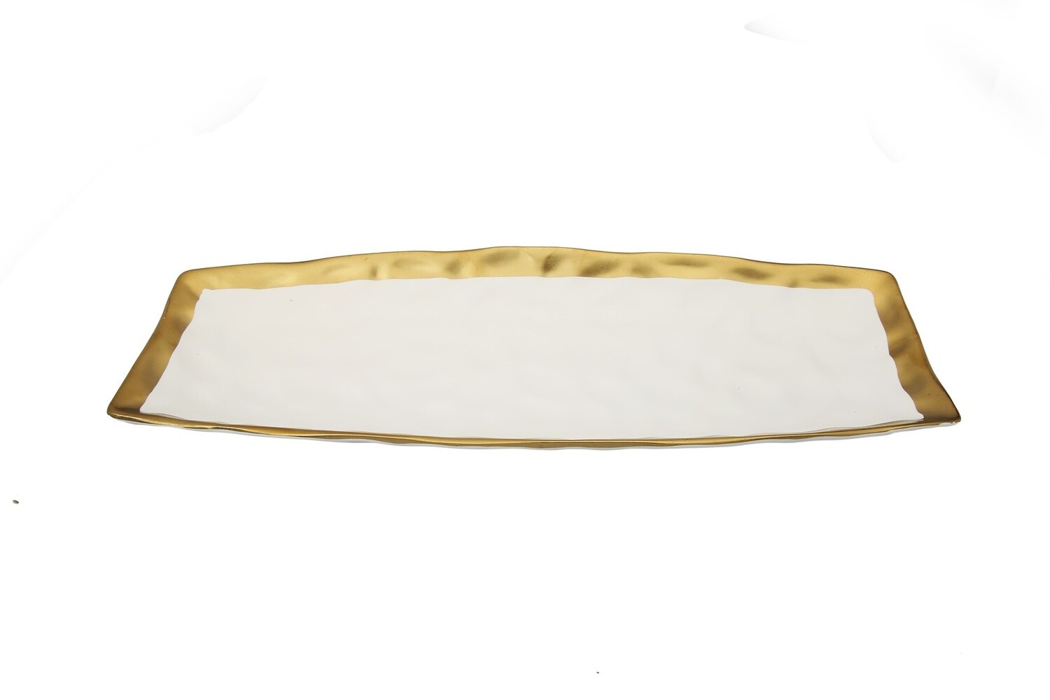 White Oblong Tray With Gold Rim