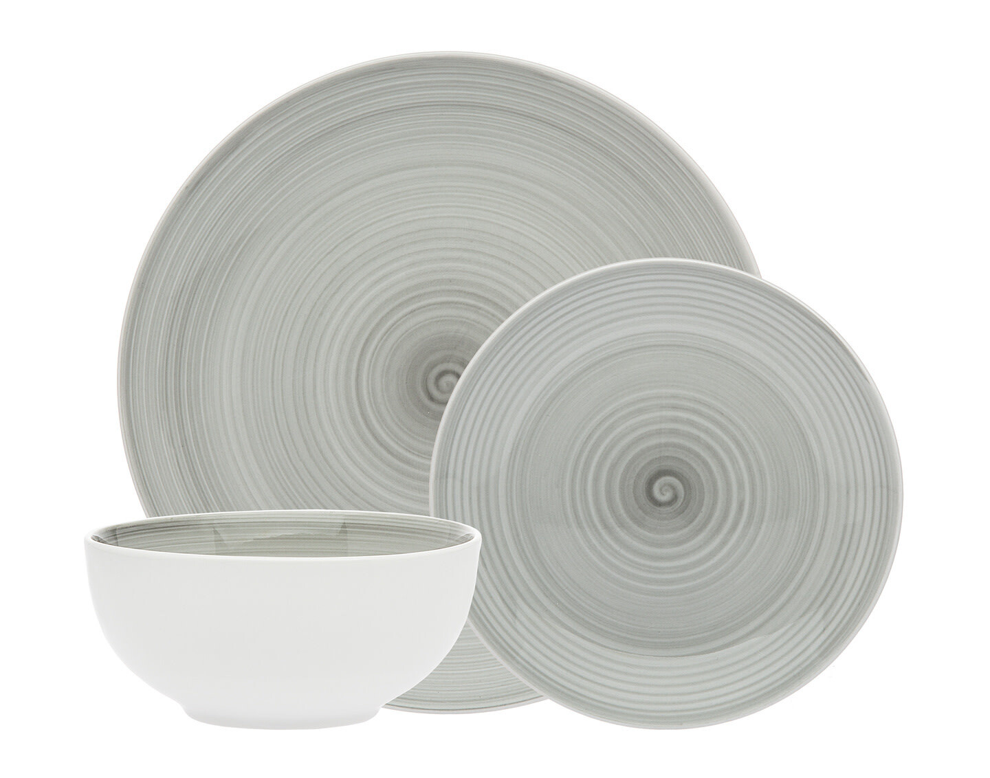 Spiral Grey Porcelain 12 pc Dinnerware set