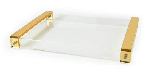 Lucite Tray With Gold Handles