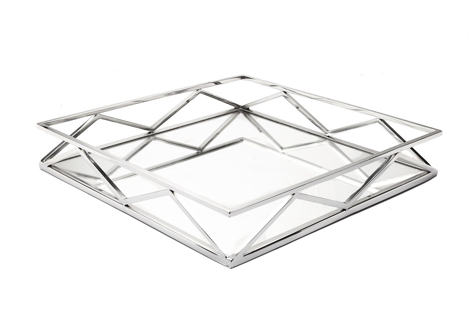 Square Mirror Tray With V Design