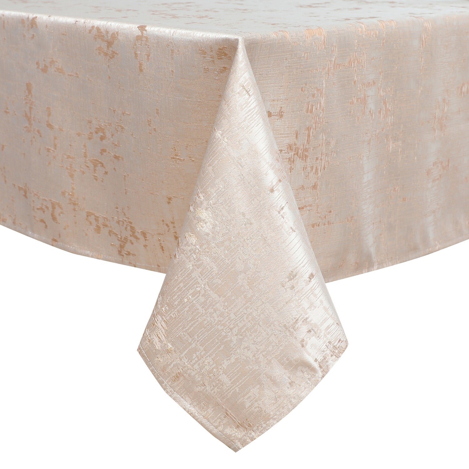 TC1312 70x 144 Jacquard White/Gold Tablecloth