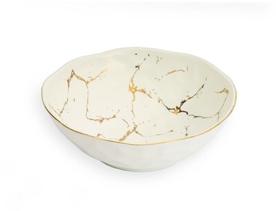 Small White Bowl With Gold Design