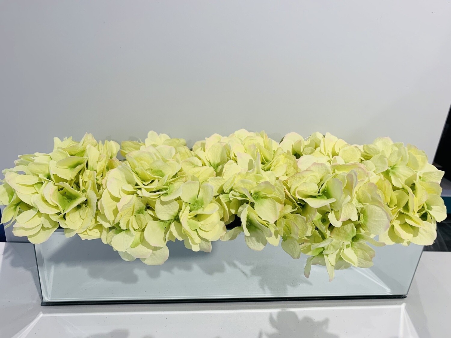 18&quot;  Mirror Vase With Green Hydrangeas