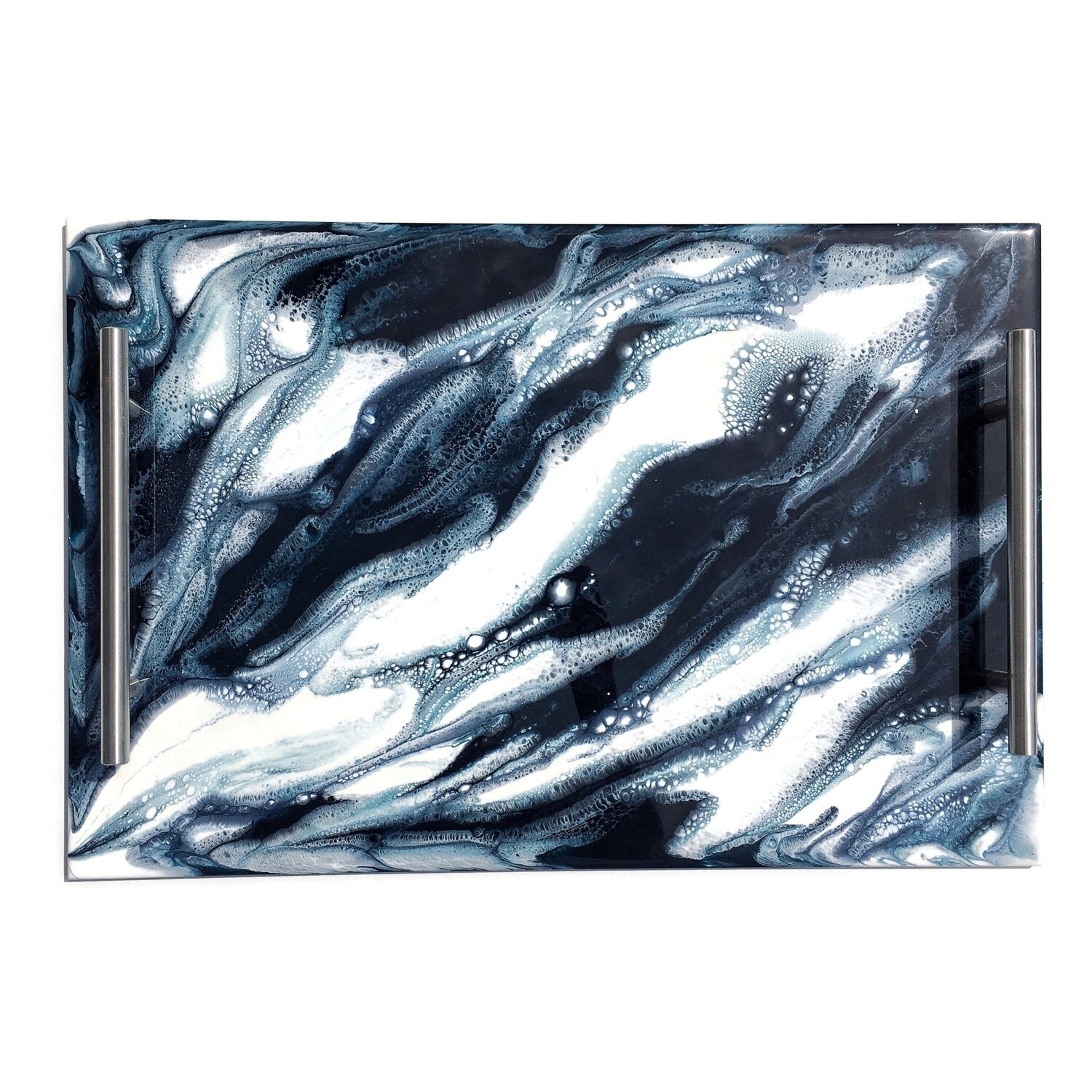 Resin Tray Navy and White Metallic