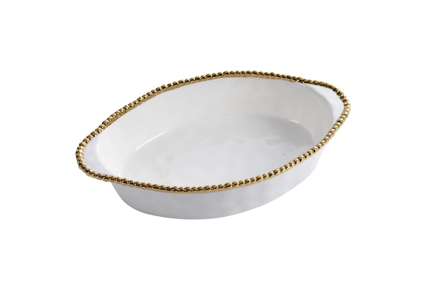 Oval White/ Gold Baking Dish