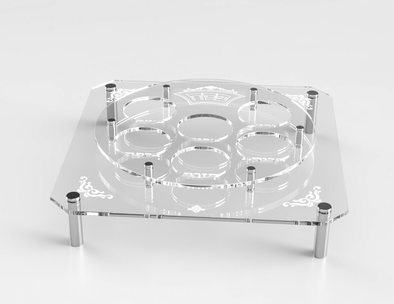 Lucite Square Silver Standoff Seder Plate