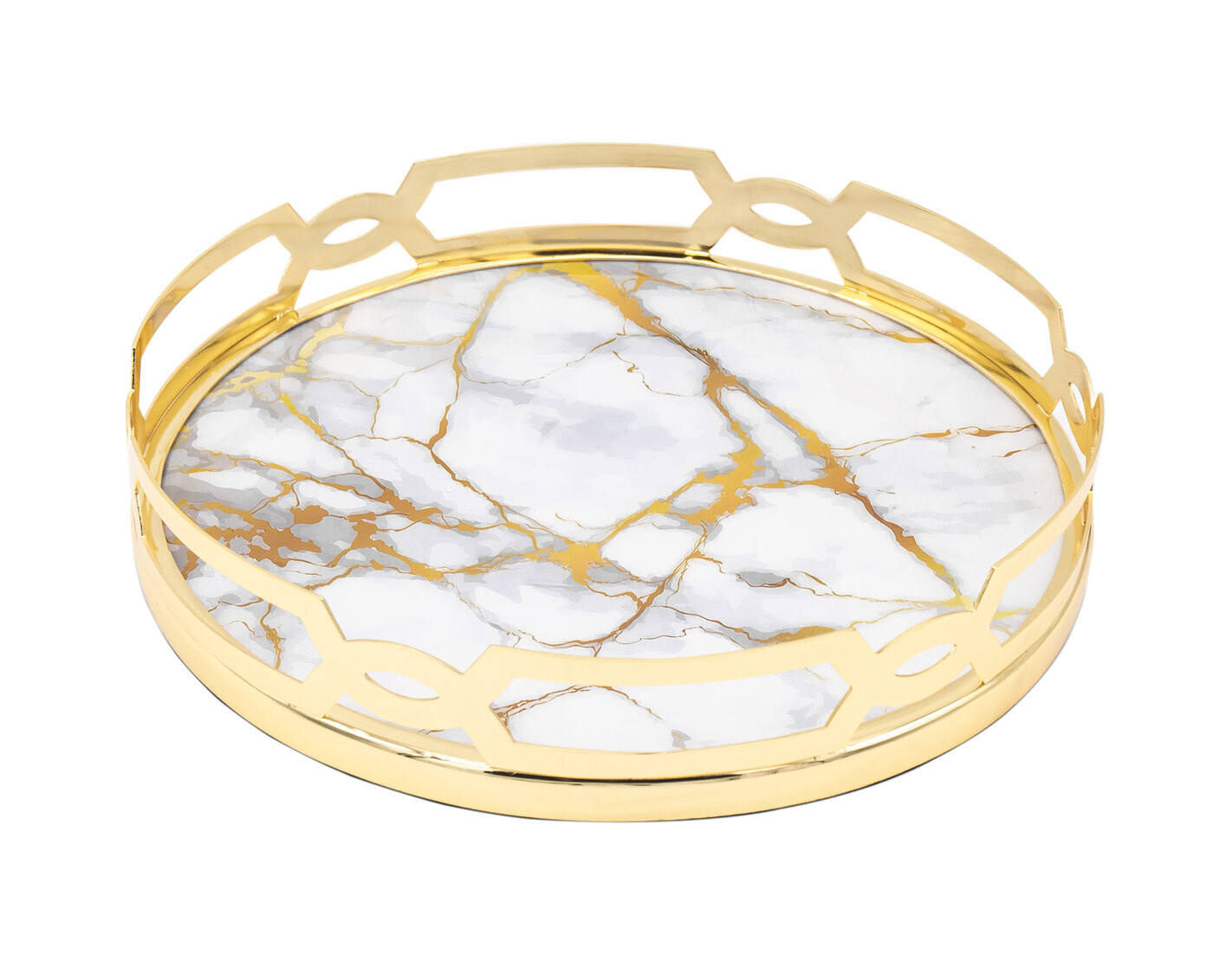 White Gold Marble Design Tray