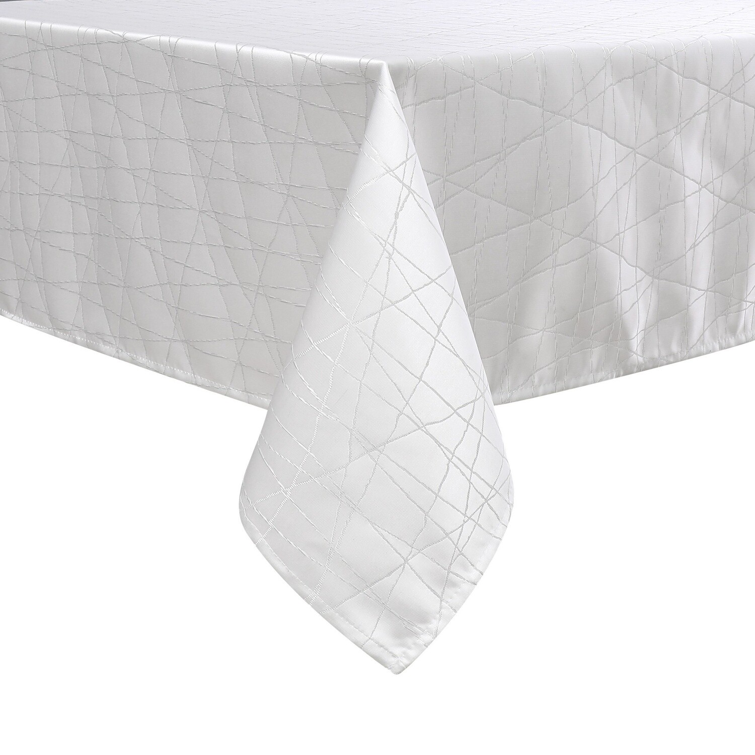TC1333- 70 x 120 Jacquard White Silver Rays Tablecloth