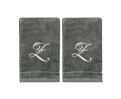 2 Dark Gray Towels with Silver Letter Z