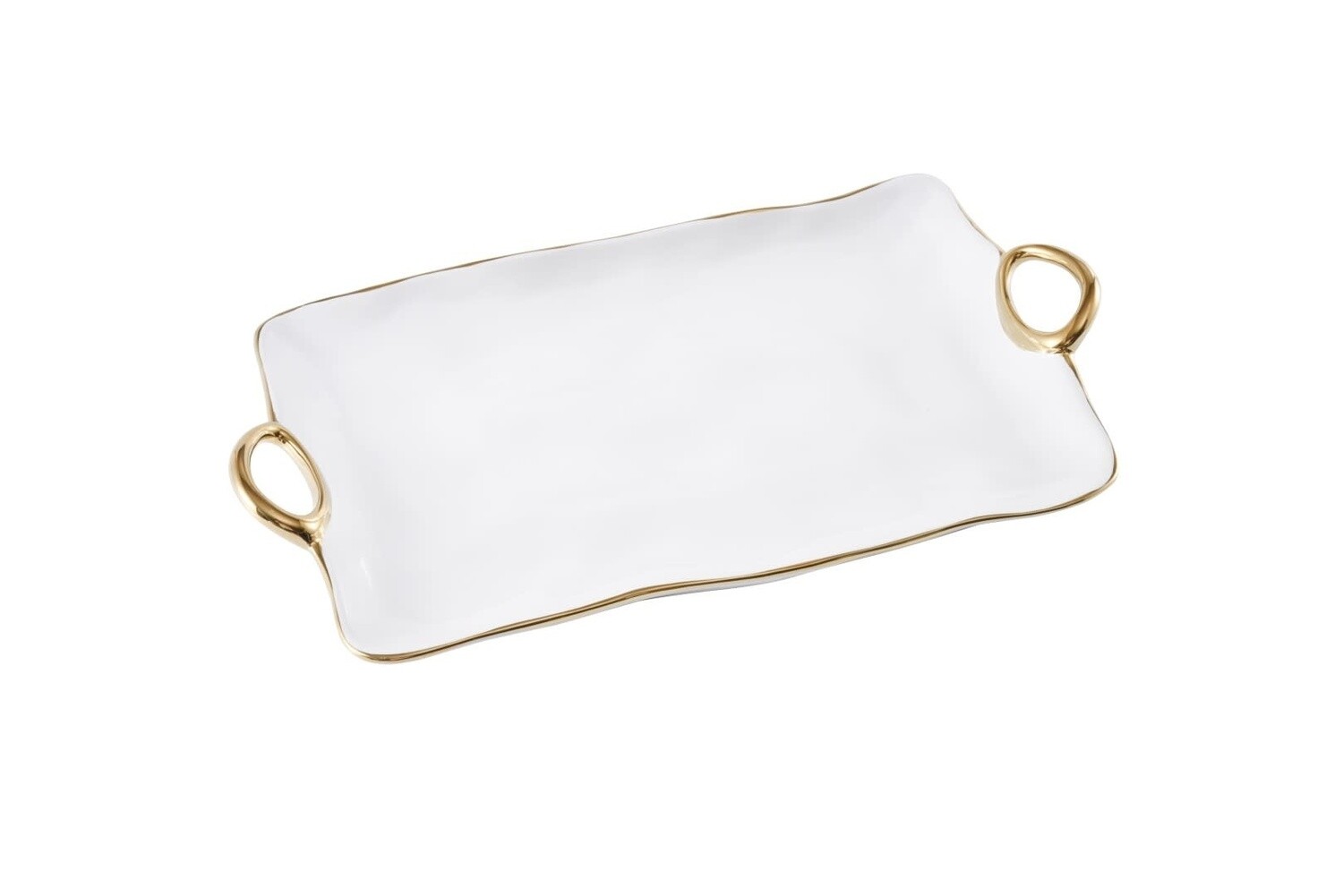Handle White & Gold Large Platter
