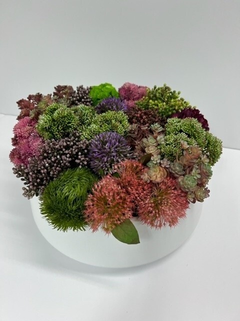 Floral Arrangement in LG White Round Planter