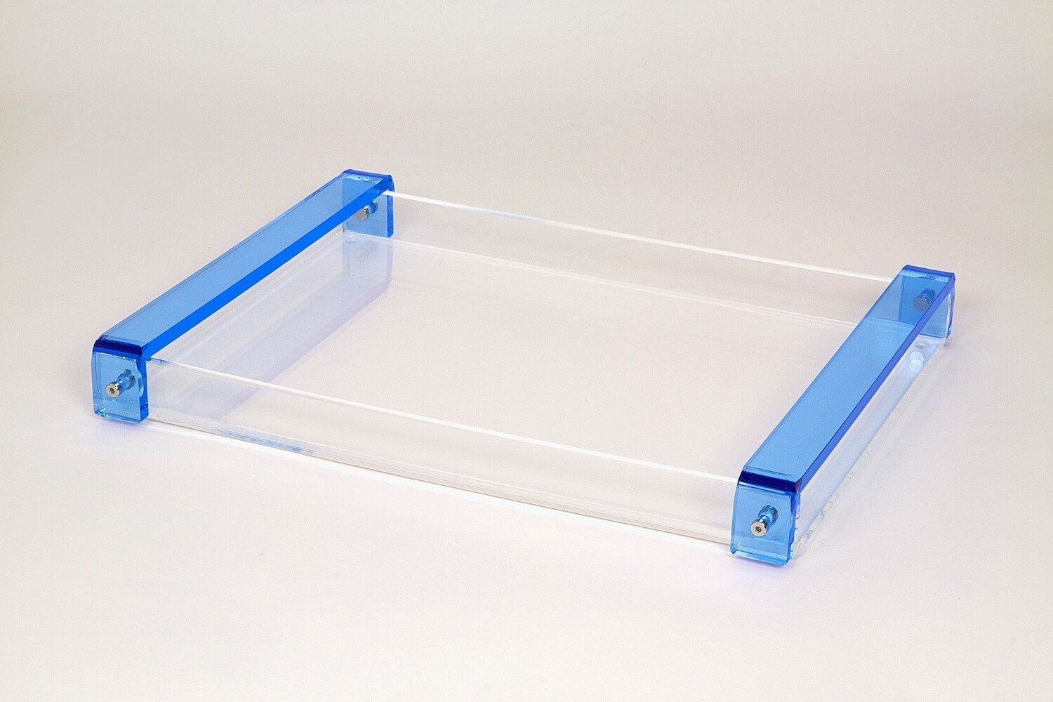 Lucite Tray With Blue Handles