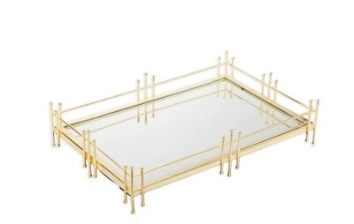 Rectangle Tray With Gold Straight Cut Design