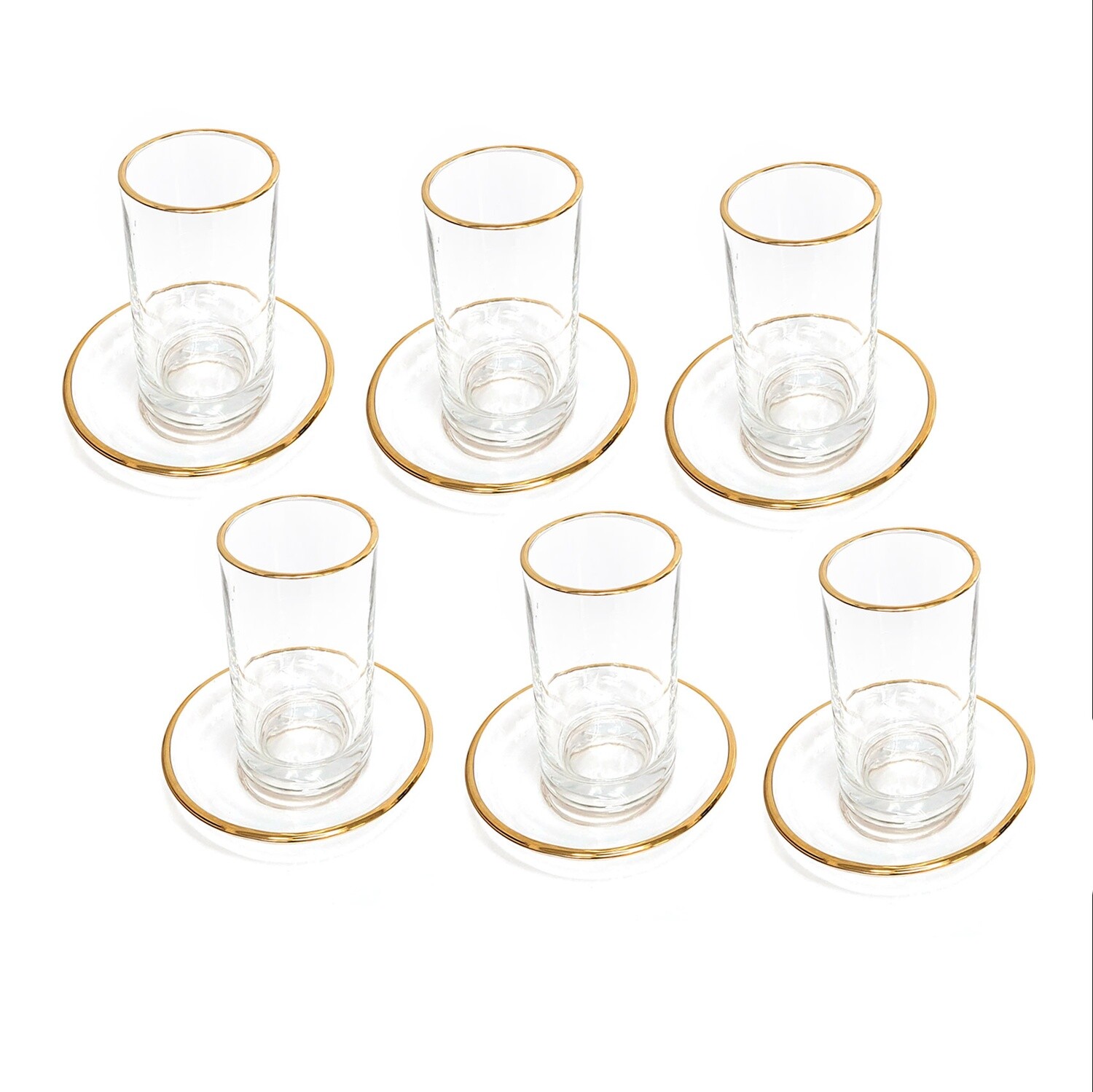 Gold Rim Seder Cups & Saucers s/6
