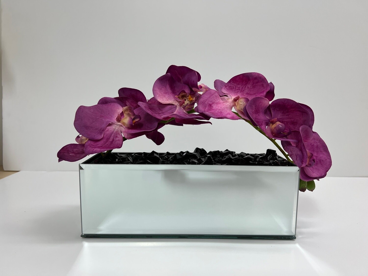 12&quot; Mirror Vase with One Arched Purple Orchid