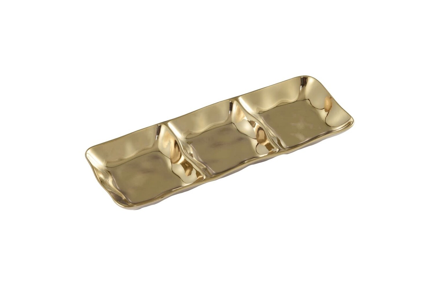 Simple Ceramic Gold 3 Section  Tray