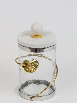 Medium Glass Canister w/ Gold Heart and Marble Lid