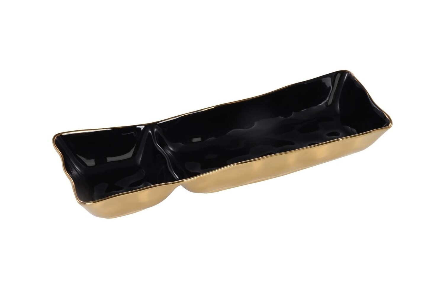 Rectangular Black &amp; Gold Chip &amp; Dip