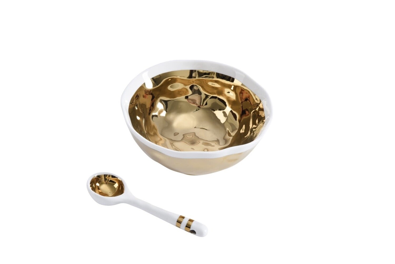 White & Gold Bowl and Spoon