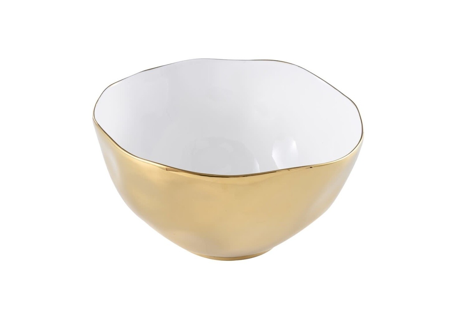 Simple Ceramic White & Gold Extra Large Bowl