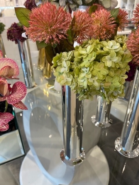 Silver Footed Bud Vase with Flowers