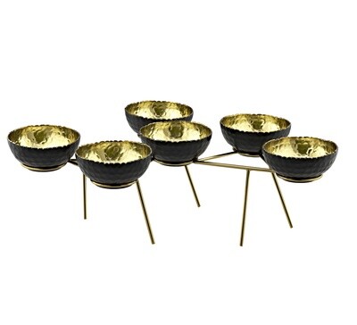 Black & Gold 6 Bowls On Stand