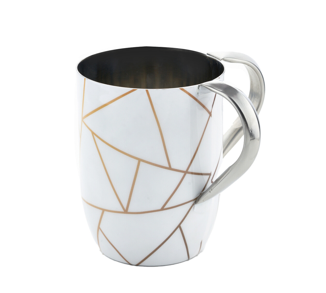White/Gold Abstract Washcup