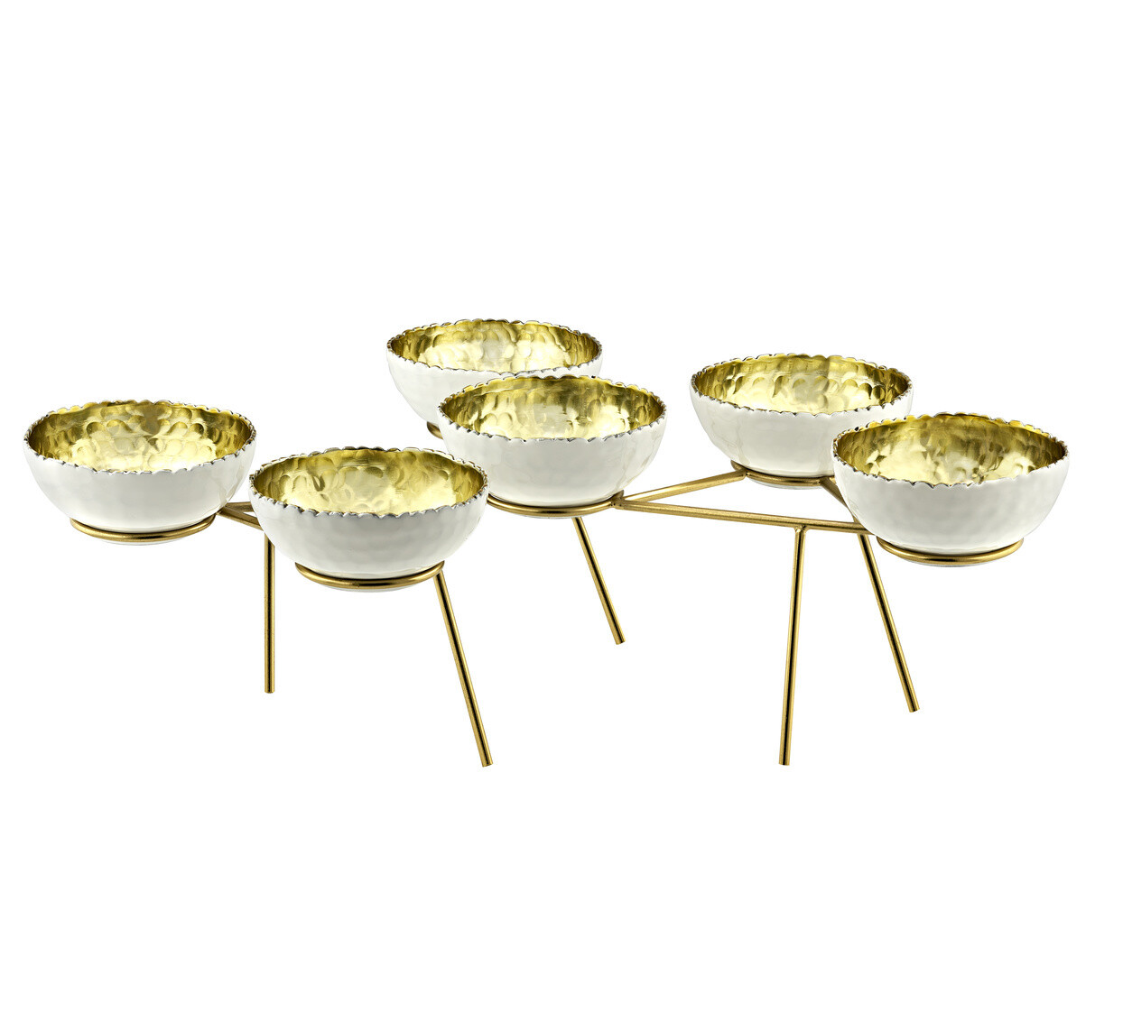 White &amp; Gold 6 Bowls On stand