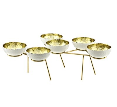 White & Gold 6 Bowls On stand