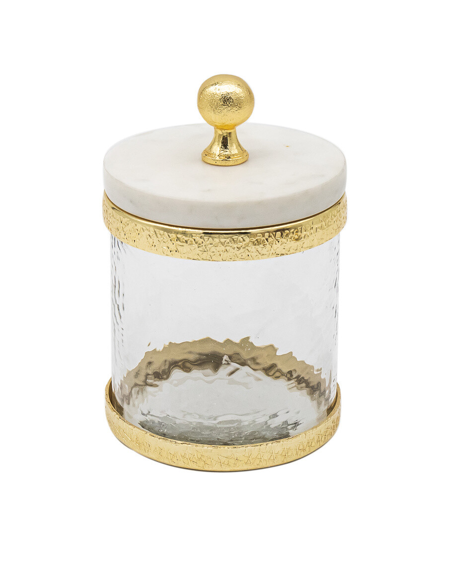 Small Marble/Gold Band Canister