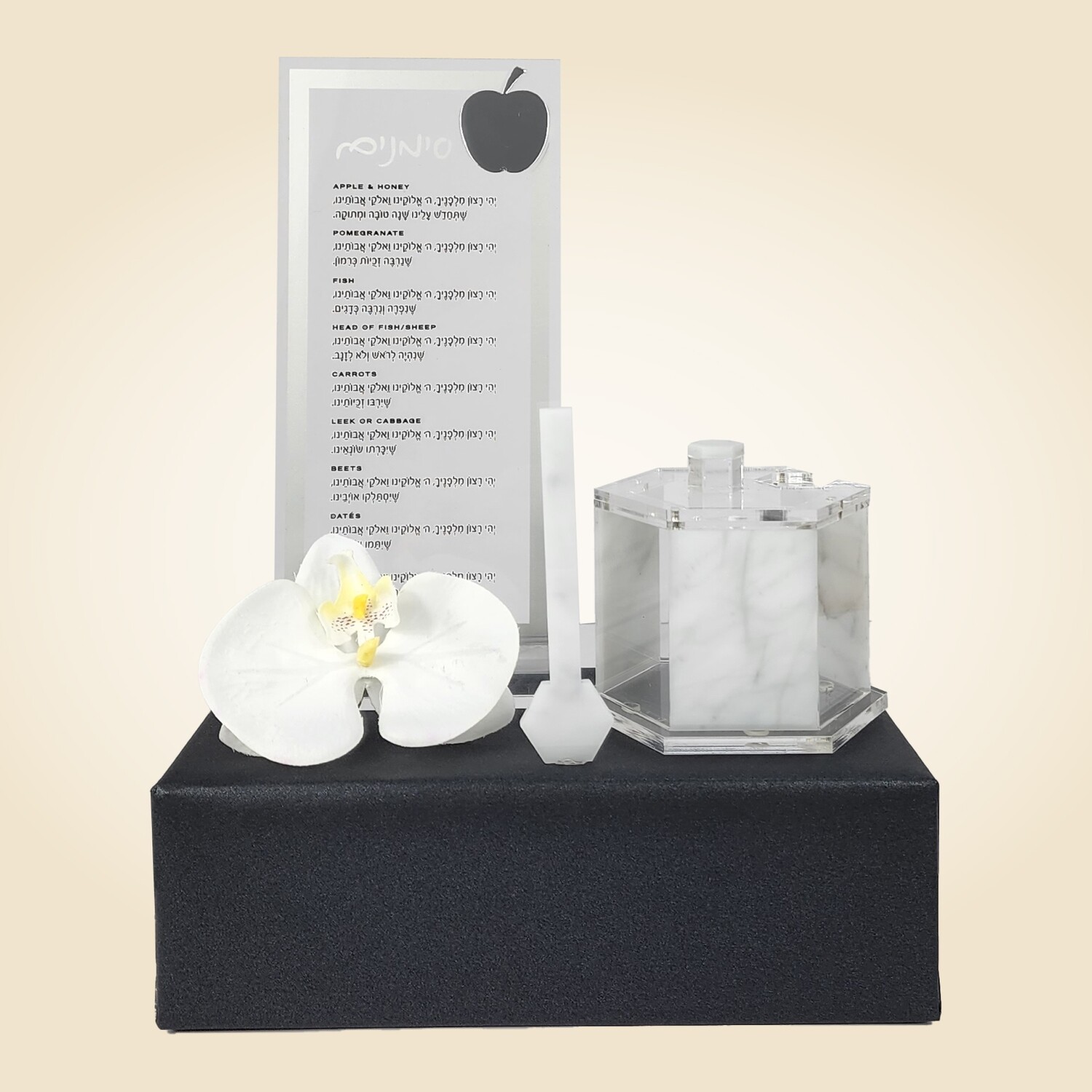 RH Lucite Simanim and Honey Dish