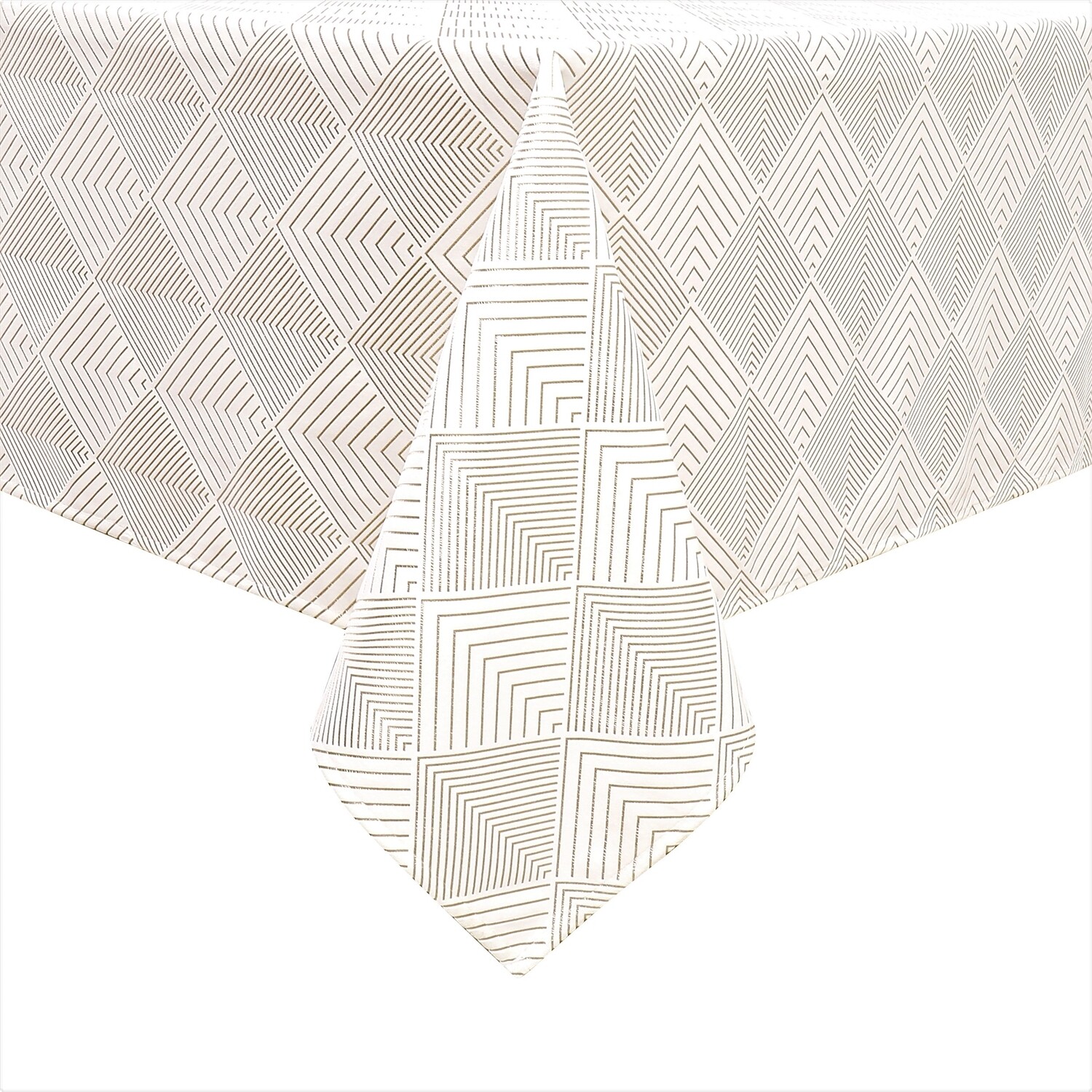 TC1407- 70 x 120 Jacquard Geometric Silver Tablecloth