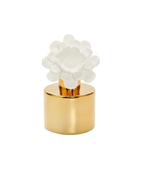 Gold Round with White Flower Diffuser