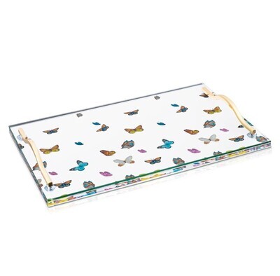 Lucite Colored Butterflies Challah Board