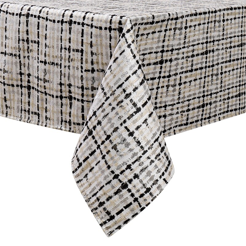 TC1349- 70 x 108 Jacquard Black Weave Tablecloth