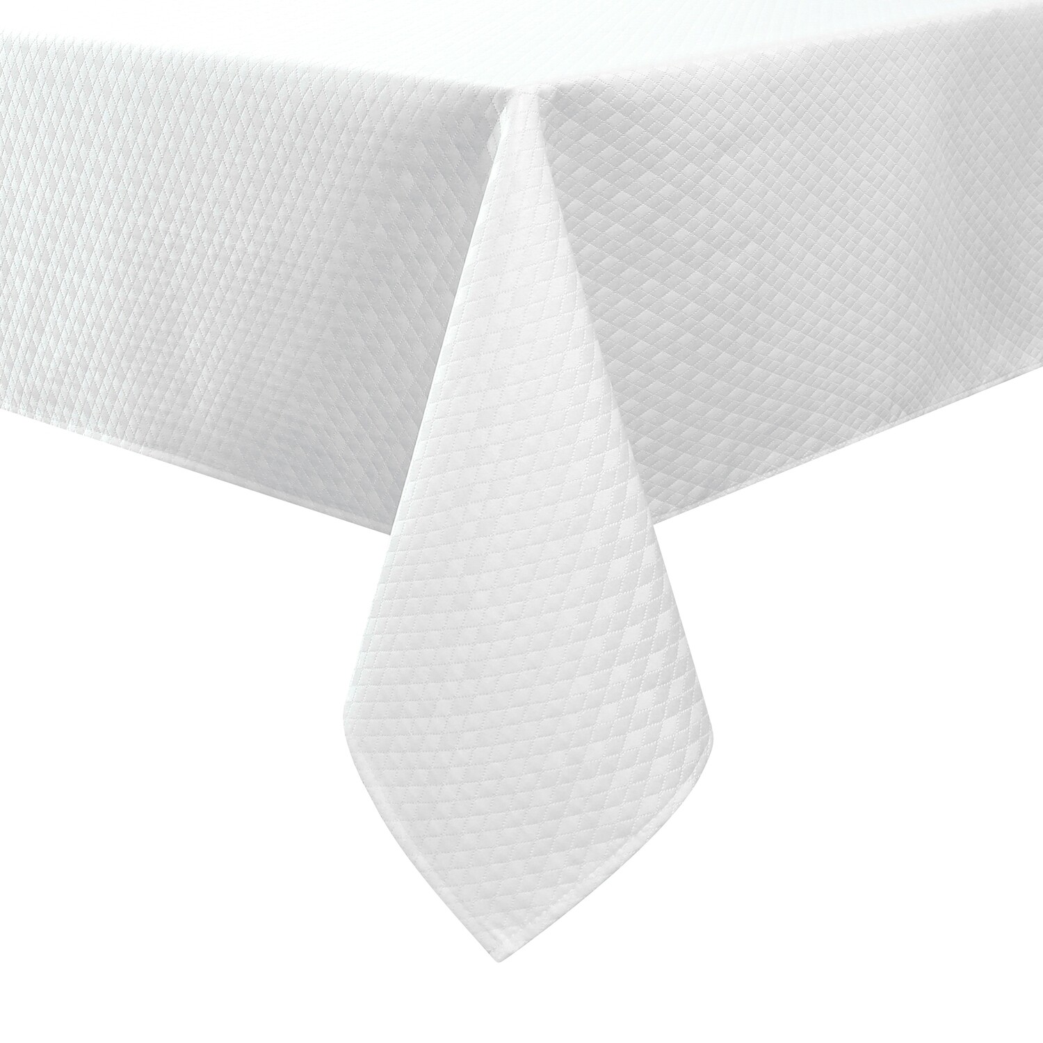 TC1365 - 70 x 108 Jacquard Diamond White Tablecloth