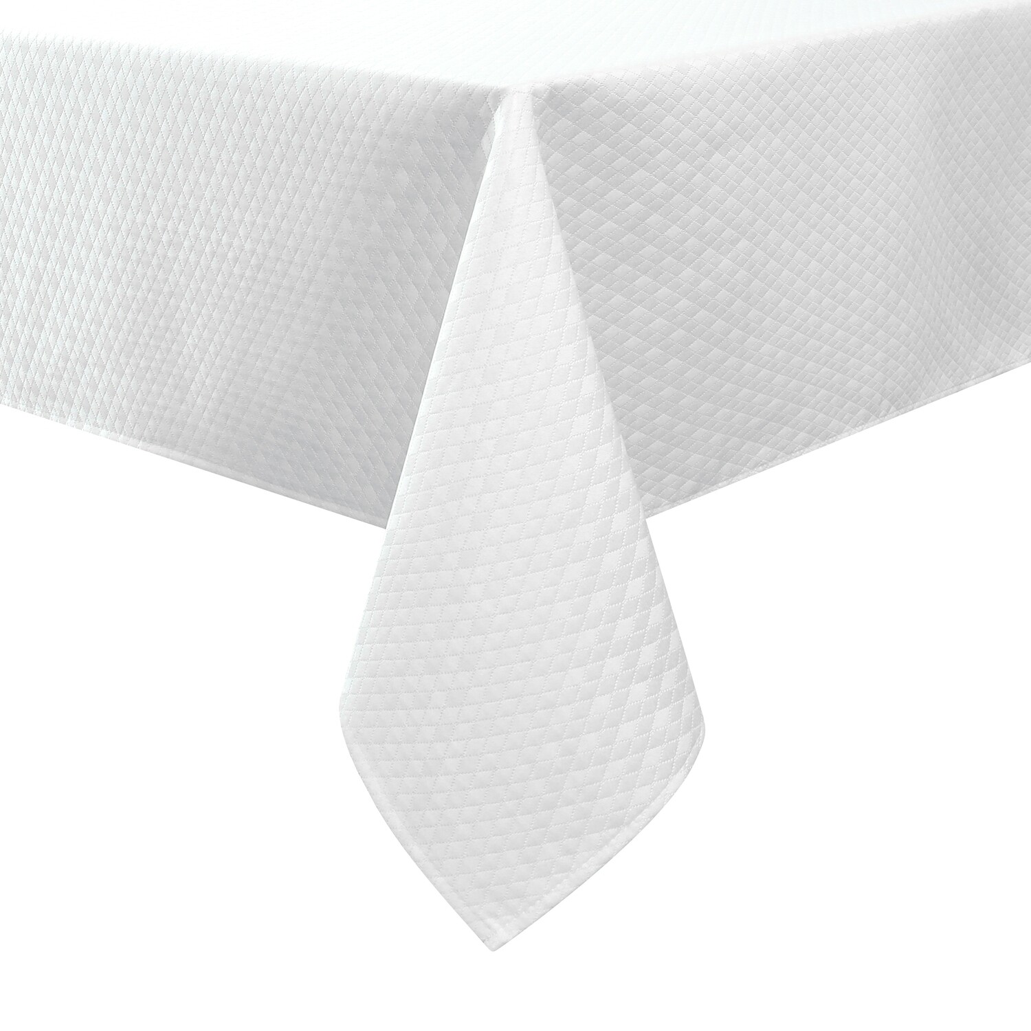 TC1365 - 70 x 160 Jacquard Diamond White Tablecloth