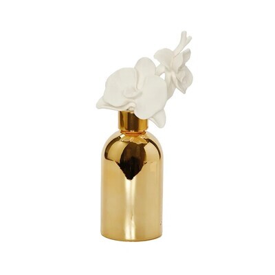 Gold Bottle/Gold Cap/ White Flower - "English Pear & Frees" Scent