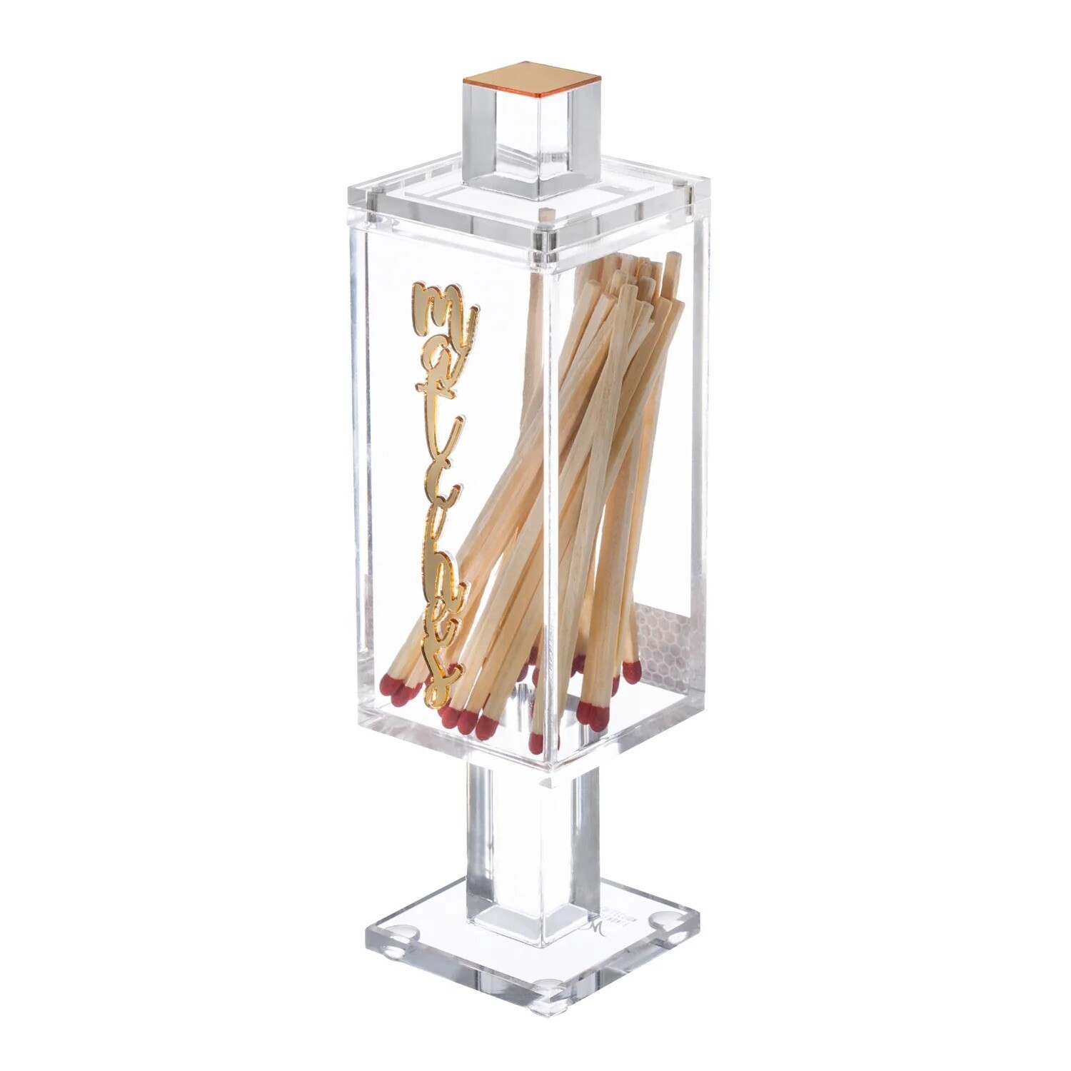 Magnetic Match Jar Holder Clear/Gold