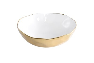 Simple Ceramic White & Gold Wide Bowl